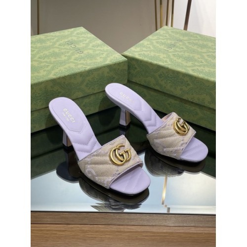 Gucci GG Purple Canvas Heels