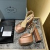 Prada beige satin platform heels