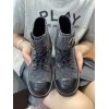 Chanel gray CC boots