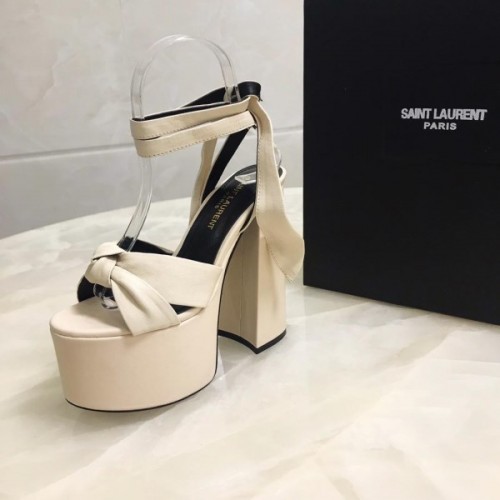 YSL White Paige Platform Heels