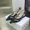 Dior Black Roses Motif Embroidered Slingback Flat
