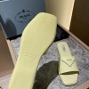 Prada brushed yellow leather slides
