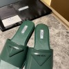 Prada brushed green leather slides
