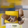 Fendi Feel Brown fabric slides