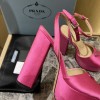 Prada pink satin platform heels