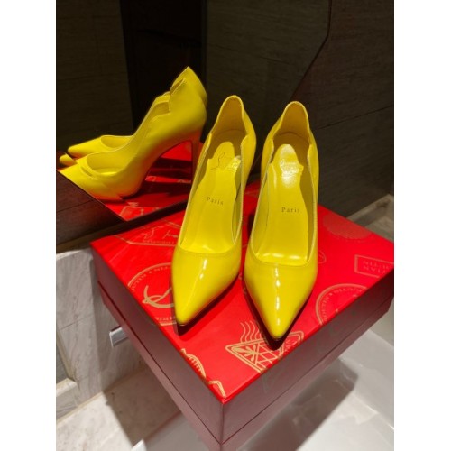 Louboutin Yellow Patent 100mm Heels