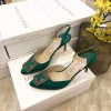 Manolo Blahnik Green Satin Heels