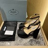 Prada black satin platform heels