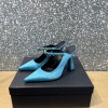 Versace Blue Crystal-Embellished Mule Heels