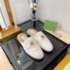 GUCCI white shearling-lined leather flat