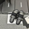 Chanel sandals black in raffia