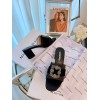 Manolo Blahnik Black Marta Crystal Buckle Silk Heeled Sandals