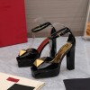 Valentino One Stud black patent leather platform heels