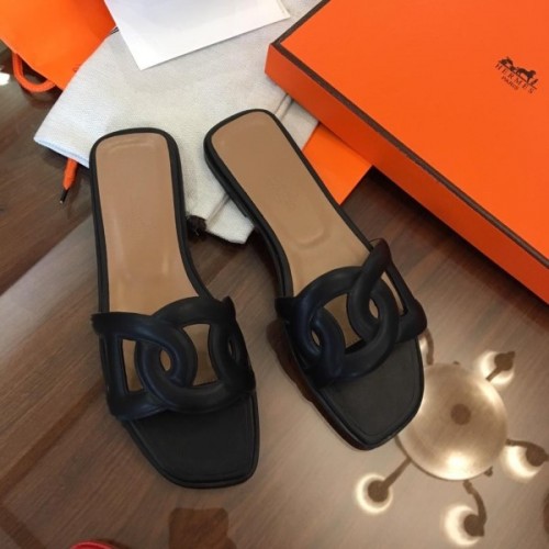 Hermes slippers black 01