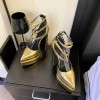 Versace ankle strap pumps gold heel