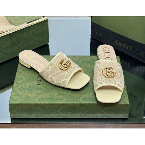 Gucci GG Yellow Canvas Sandals