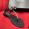 Chanel black ribbon flats