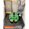 Hermes Oran green heeled sandals