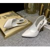Versace White Leather Safety-Pin Pointed Toe Slingback Heels