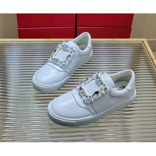 Roger Vivier Very Vivier Strass Buckle White Sneakers