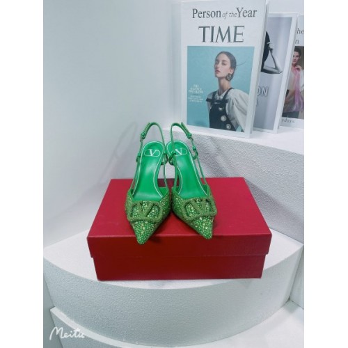 Valentino green crystal heels 7.5cm