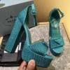 Prada Satin blue crystals heels 135 mm