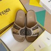 Fendi Feel Brown fabric slides