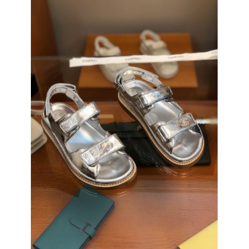 Chanel silver sandals