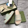 Gucci jumbo GG green platform slide sandal