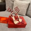 RENE Cleo embellished red leather sandals 10,5cm