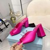 Prada Rose Pink High-Heeled Satin 8.5cm Slides