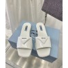 Prada brushed white leather slides