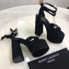 YSL Black Suede Paige Platform Heels