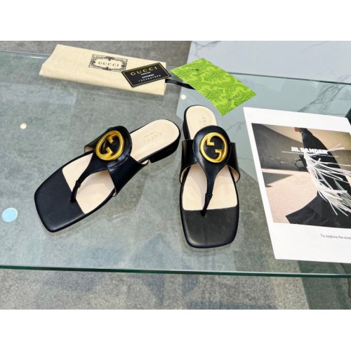 Gucci Black Blondie thong sandal