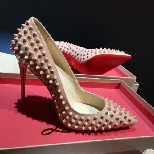 Christian Louboutin Spikes Beige Pump Heel