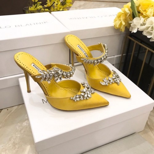 Manolo Blahnik Yellow Heeled Sandals