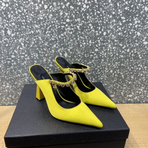 Versace Yellow Crystal-Embellished Mule Heels