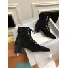 Chanel black suede leather boots