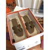 Hermes slipper dark brown leather