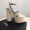 YSL White Paige Platform Heels