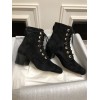 Chanel black suede leather boots