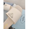 Prada White Saffiano leather slides