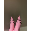 Balenciaga Cagole Buckled Pink Leather Boots