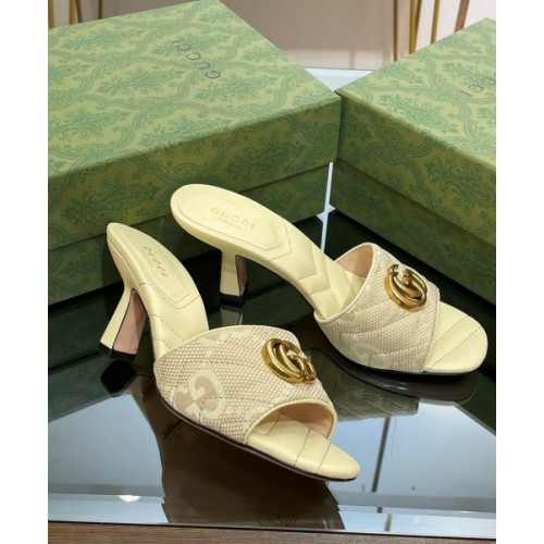 Gucci GG Yellow Canvas Heels