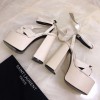 YSL White Paige Platform Heels