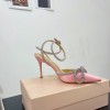 Mach light pink velvet heel