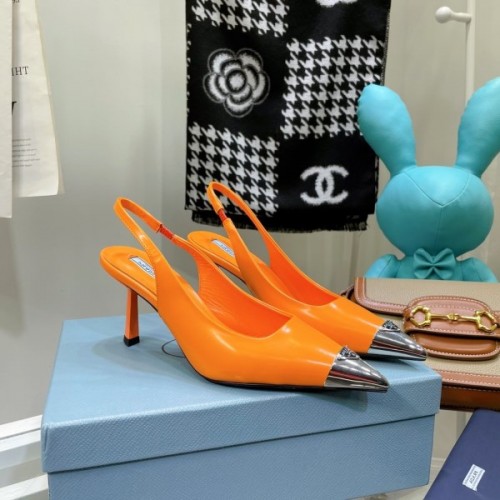 Prada orange slingback 70mm heels