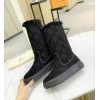 Louis Vuitton fur black high boots
