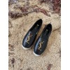 YSL black leather espadrilles flats