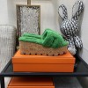 Hermes Oran green heeled sandals